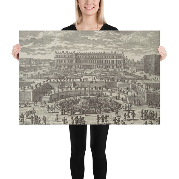 Veue du chasteau de Versailles (View of Versailles, garden facade) - Adam Perelle - 1680s - Canvas Museum quality 7739179