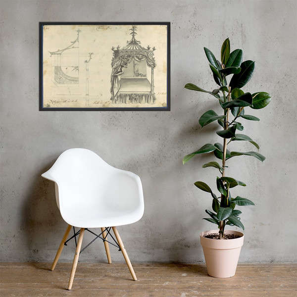 Chinese Bed, in Chippendale Drawings, Vol. I - Thomas Chippendale - 1754 - Matte Paper Framed Poster Museum quality 7747989