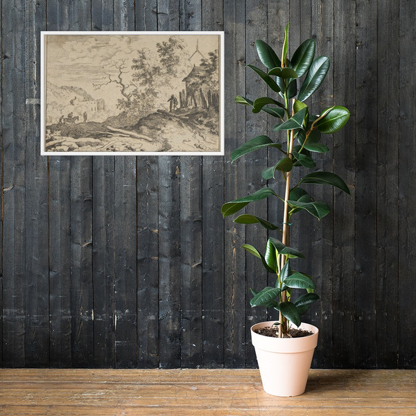 The Hut with the Ruinous Hedge - Allart van Everdingen - Matte Paper Framed Poster Museum quality 7739220