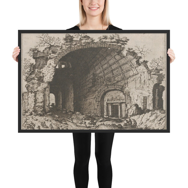 Barrel Vault with Coffering from the series Roman Ruins and Buildings - Johannes van Doetecum I - 1562 - Matte Paper Framed Poster Museum quality 7739433