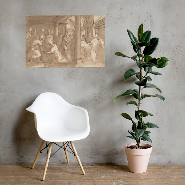 Christ Washing the Feet of the Disciples - Anonymous, Italian, Roman-Bolognese, 17th century - 17th century - Photo Paper Poster Museum quality 7746053