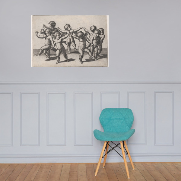 Putti dancing in a circle - Marcantonio Raimondi - ca. 1517–20 - Paper Poster Museum quality 7742628