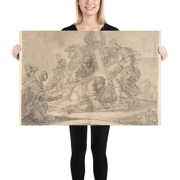 Christ Falls under the Cross - Girolamo Starace - 1730–94 - Photo Paper Poster Museum quality 7743581