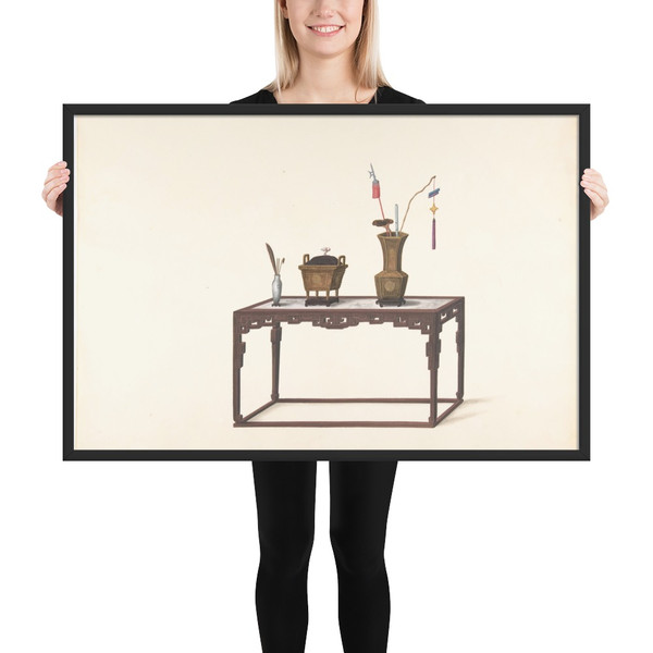 Table with Ornamental Objects - Anonymous, Chinese, 19th century - 19th century - Matte Paper Framed Poster Museum quality 7724499