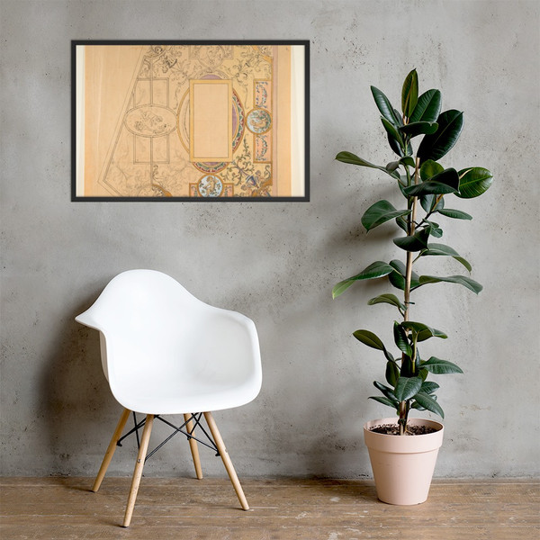 Design for a ceiling decoration - Anonymous, French, 19th century - 19th century - Photo Paper Framed Poster Museum quality 7725321