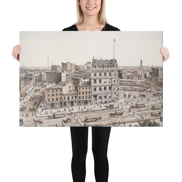 New York and Brooklyn Bridge Entrance - Charles Magnus & Company - after 1885 - Canvas Museum quality 7743167