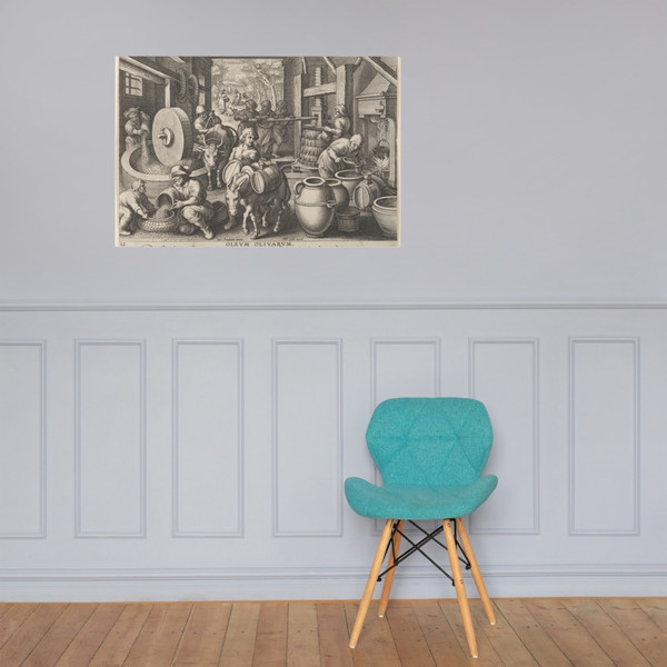 New Inventions of Modern Times [Nova Reperta], The Invention of the Olive Oil Press, plate 12 - Jan Collaert I - ca. 1600 - Photo Paper Poster Museum quality 7724541