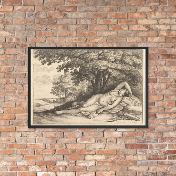 Sleeping Huntress - Wenceslaus Hollar - 1644–52 - Matte Paper Framed Poster Museum quality 7724924