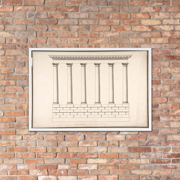 Ionic Colonnade (6 Columns) on Rusticated Base - Antonio Maria Visentini - 1688–1782 - Matte Paper Framed Poster Museum quality 7739018