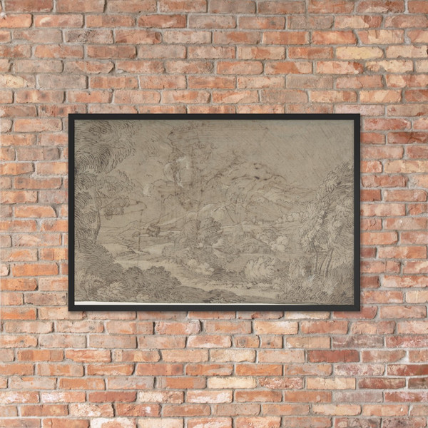 Landscape - Anonymous, French, 17th century - 17th century - Photo Paper Framed Poster Museum quality 7746485