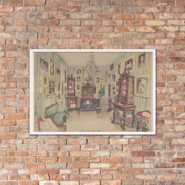 Drawing of an Interior: Cabinet du Salon - Anonymous, French, 19th century - 1857 - Matte Paper Framed Poster Museum quality 7748654