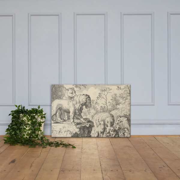 The Lion and the Lioness Pardon Renard and Order the Other Animals to Forget His Crimes from Hendrick van Alcmar's Renard The Fox - Allart van Everdingen - 1650–75 - Canvas Museum quality 7724955