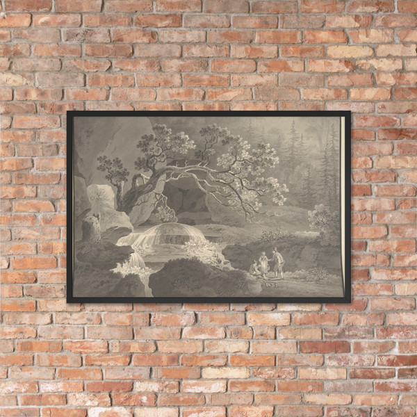 Landscape with Waterfall - Friedrich Wilhelm Gmelin - 18th–early 19th century - Photo Paper Framed Poster Museum quality 7740131