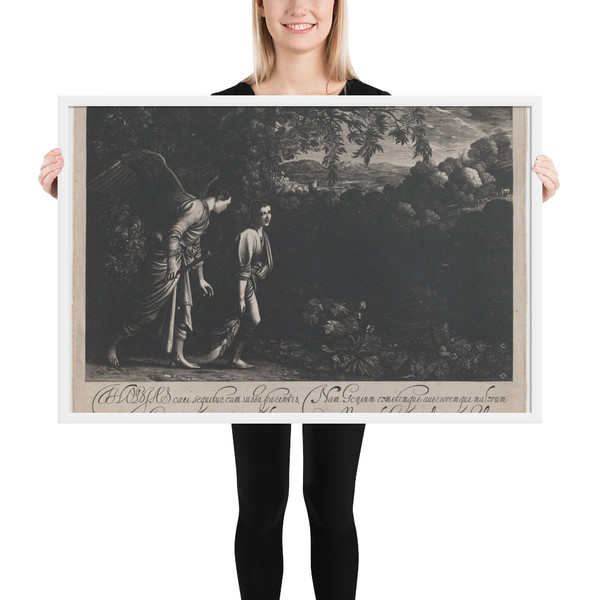 Tobias and the Angel (large plate) - Hendrick Goudt - 1613 - Matte Paper Framed Poster Museum quality 7746831