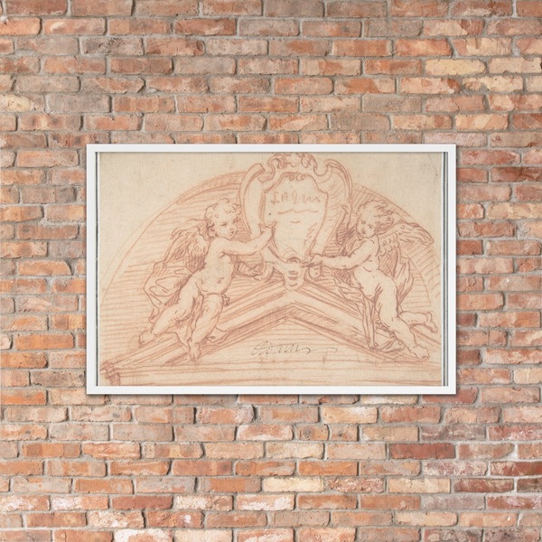 Design for a Pediment - Anonymous, French, 18th century - 18th century - Photo Paper Framed Poster Museum quality 7743671
