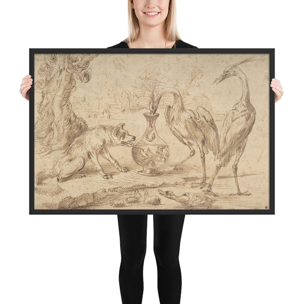 Fox With Two Herons - Frans Snyders - ca. 1630–40 - Photo Paper Framed Poster Museum quality 7744171