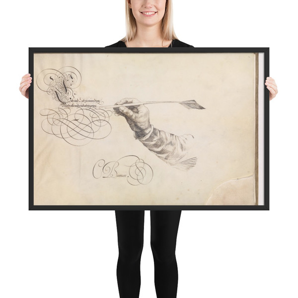 Specimens of Penmanship after Jan van de Velde and other Calligraphy Books - Conrad Baumann - ca. 1620 - Photo Paper Framed Poster Museum quality 7748635