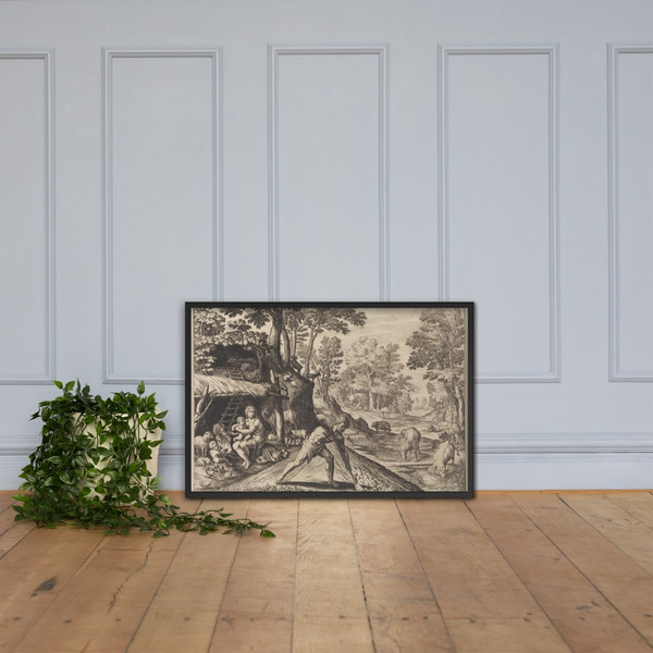 Adam at Work after the Fall from The Story of the First Men - Johann Sadeler I - 1583 - Photo Paper Framed Poster Museum quality 7742222