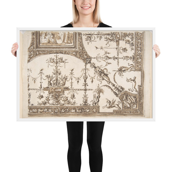 Ceiling Design with Grotesques - Antonio Liverani - 19th century - Photo Paper Framed Poster Museum quality 7744264