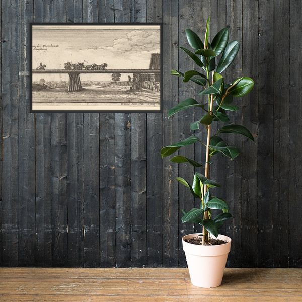 Strasbourg: The Kehl Bridge - Wenceslaus Hollar - 1665 - Photo Paper Framed Poster Museum quality 7740059