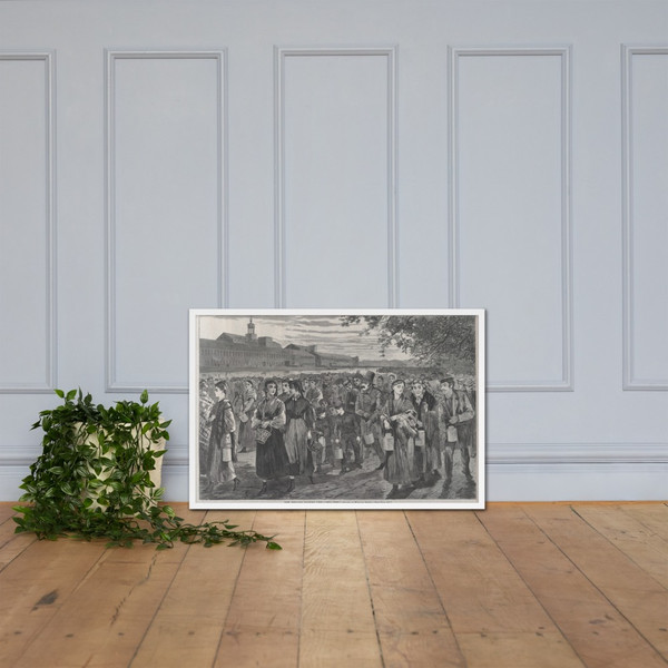 New England Factory Life – "Bell Time" (Harper's Weekly, Vol. XII) - Winslow Homer - July 25, 1868 - Matte Paper Framed Poster Museum quality 7723788