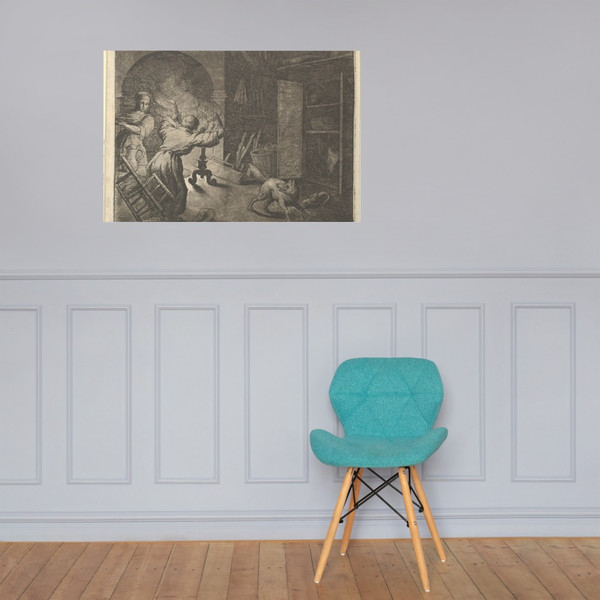 Renard Escapes with a Chicken that he Stole from a Clergyman's Table from Hendrick van Alcmar's Renard The Fox - Allart van Everdingen - 1650–75 - Photo Paper Poster Museum quality 7725032