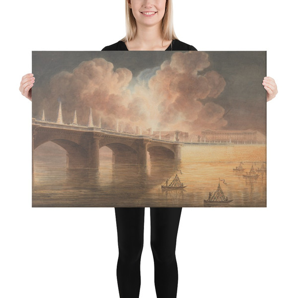 Fête pour la Paix Générale donnée à Paris le 18 Brumaire. Pont et Place de la Concorde. - Francesco Piranesi - 1801–2 - Canvas Museum quality 7739244