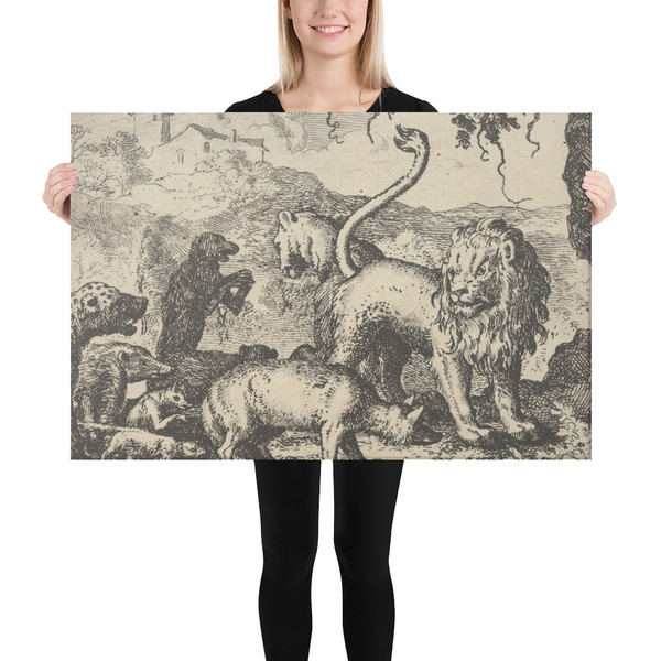 Renard is Accused by the Wolf and Several Animals from Hendrick van Alcmar's Renard The Fox - Allart van Everdingen - 1650–75 - Canvas Museum quality 7741402