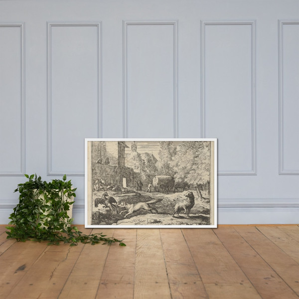 Renard Wants to Find a Rooster from Hendrick van Alcmar's Renard The Fox - Allart van Everdingen - 1650–75 - Photo Paper Framed Poster Museum quality 7725064