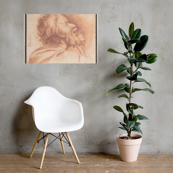 Head of Bearded Old Man Shown in Profile, Looking Up - Anonymous, Italian, Roman-Bolognese, 17th century - 17th century - Photo Paper Poster Museum quality 7745980