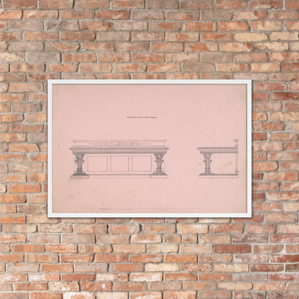 Designs for Sideboard with Elliptic Plinth - Robert William Hume - 1835–1900 - Photo Paper Framed Poster Museum quality 7724121