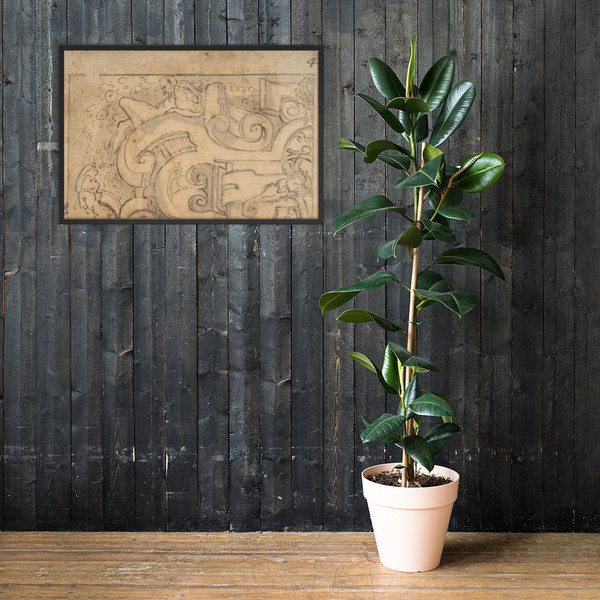 Fragment of Strapwork Design (tracing?) - Anonymous, Italian, 16th century - 16th century - Photo Paper Framed Poster Museum quality 7738320