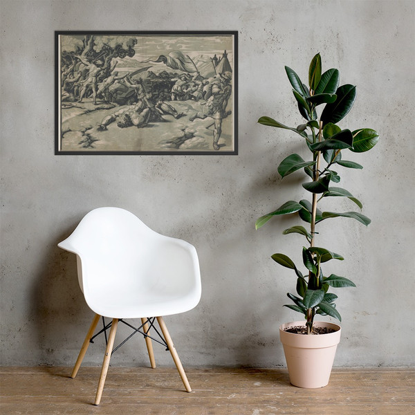 David and Goliath - Ugo da Carpi - ca. 1520–27 - Matte Paper Framed Poster Museum quality 7723665