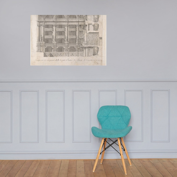 Longitudinal Section of the Small Theater in the Palace at Caserta - Luigi Vanvitelli - 1700–1773 - Paper Poster Museum quality 7743561