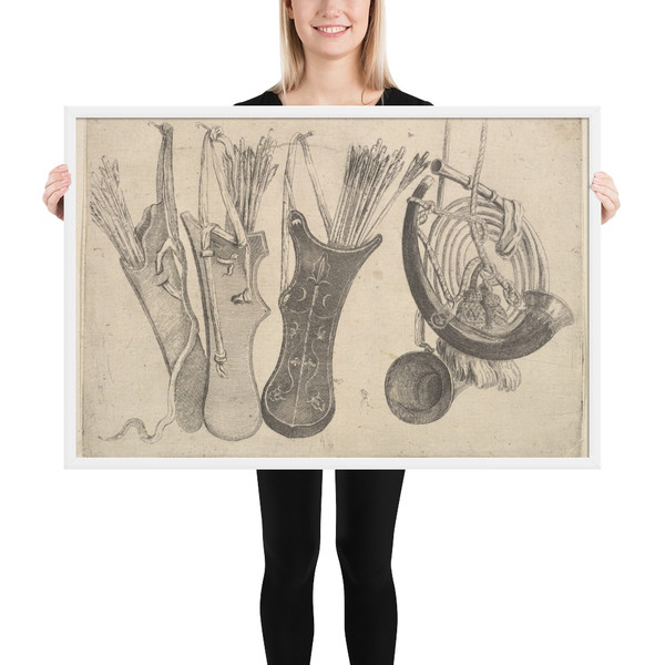 Quivers and hunting horns - Wenceslaus Hollar - 1647 - Photo Paper Framed Poster Museum quality 7741895