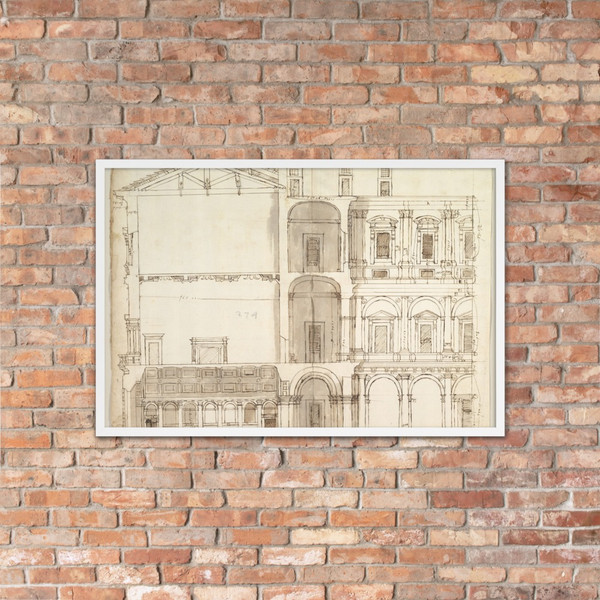 Palazzo Farnese, section (recto) blank (verso) - Anonymous, French, 16th century - early to mid-16th century - Matte Paper Framed Poster Museum quality 7740829