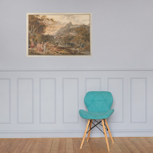 View of Vietri with Young Country Women Dancing for Shepherds in the Foreground - Joseph Anton Koch - 1800 - Paper Poster Museum quality 7725147