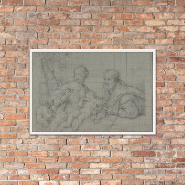 The Holy Family with the Infant Saint John the Baptist - Sassoferrato (Giovanni Battista Salvi) - 1609–85 - Matte Paper Framed Poster Museum quality 7744070