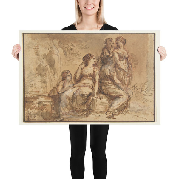 Five Young Women in a Landscape - Francesco Zuccarelli - 1702–88 - Paper Poster Museum quality 7743789