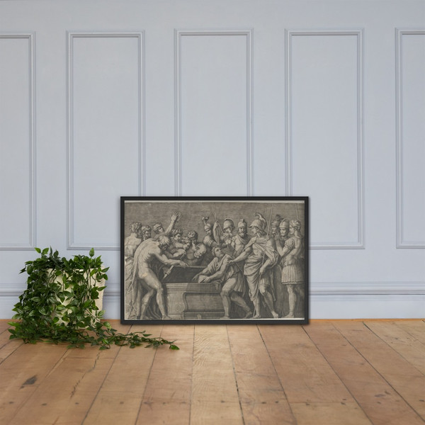 Alexander the Great commanding that the work of Homer be placed in the tomb of Achilles - Marcantonio Raimondi - ca. 1500–1534 - Matte Paper Framed Poster Museum quality 7742615