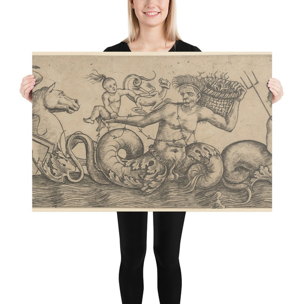 Frieze with Neptune and Tritons - Girolamo Mocetto - ca. 1500–1530 - Photo Paper Poster Museum quality 7740755