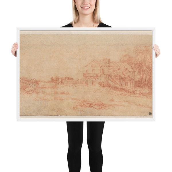 Landscape with a Country House - Antoine Watteau - ca. 1714 - Photo Paper Framed Poster Museum quality 7746590