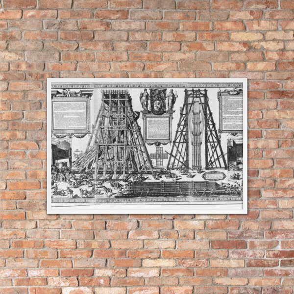 Speculum Romanae Magnificentiae: Moving the Vatican Obelisk - Natale Bonifacio - 1586 - Matte Paper Framed Poster Museum quality 7723976