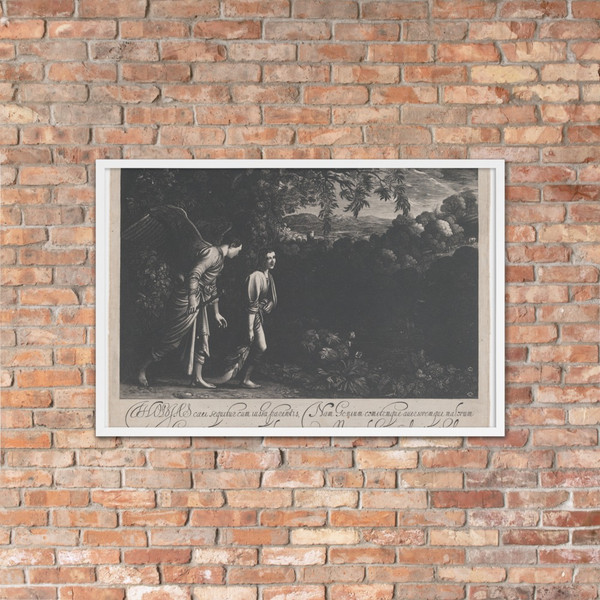 Tobias and the Angel (large plate) - Hendrick Goudt - 1613 - Photo Paper Framed Poster Museum quality 7746890