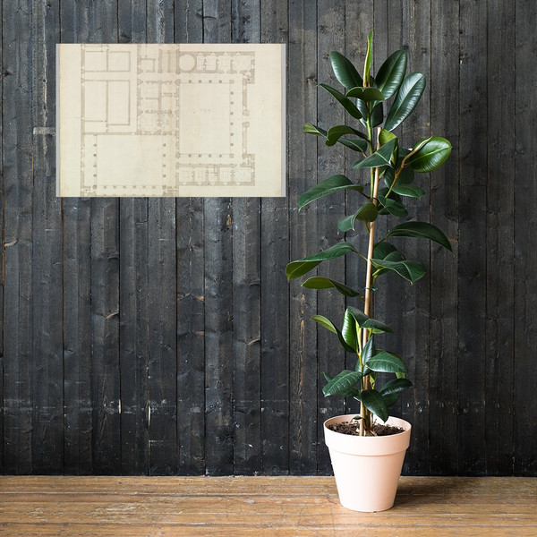 Unidentified building, plan (recto) blank (verso) - Anonymous, French, 16th century - early to mid-16th century - Paper Poster Museum quality 7740695