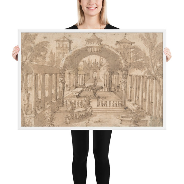 View of the Gardens of a Palace - Lodewijk Toeput (called Pozzoserrato) - mid-16th–early 17th century - Photo Paper Framed Poster Museum quality 7744209