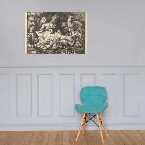 The Rooster Accuses Renard of Murdering his Chicken from Hendrick van Alcmar's Renard The Fox - Allart van Everdingen - 1650–75 - Paper Poster Museum quality 7741376