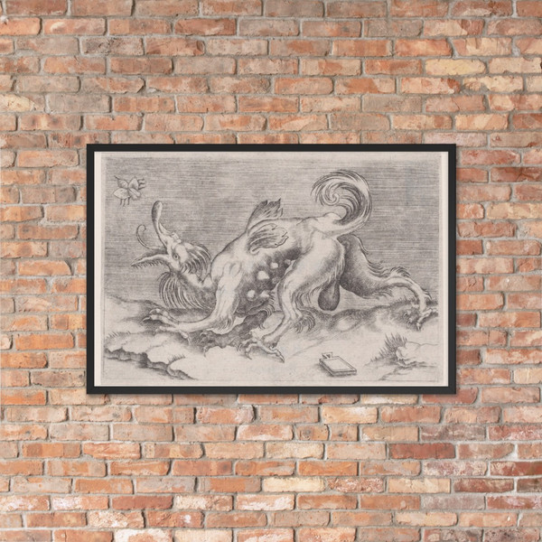 The Dragon and the Bee - Agostino Veneziano (Agostino dei Musi) - ca. 1514–36 - Matte Paper Framed Poster Museum quality 7745024