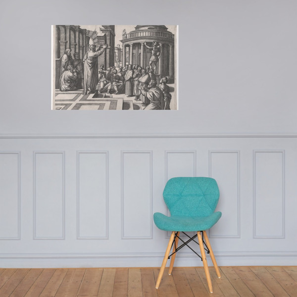 Saint Paul preaching in Athens, after Raphael - Marcantonio Raimondi - ca. 1517–20 - Photo Paper Poster Museum quality 7742607