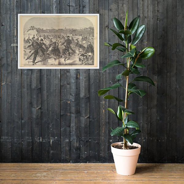 Skating on the Ladies' Skating Pond in Central Park, New York (Harper's Weekly, Vol. IV) - Winslow Homer - January 28, 1860 - Photo Paper Framed Poster Museum quality 7738905